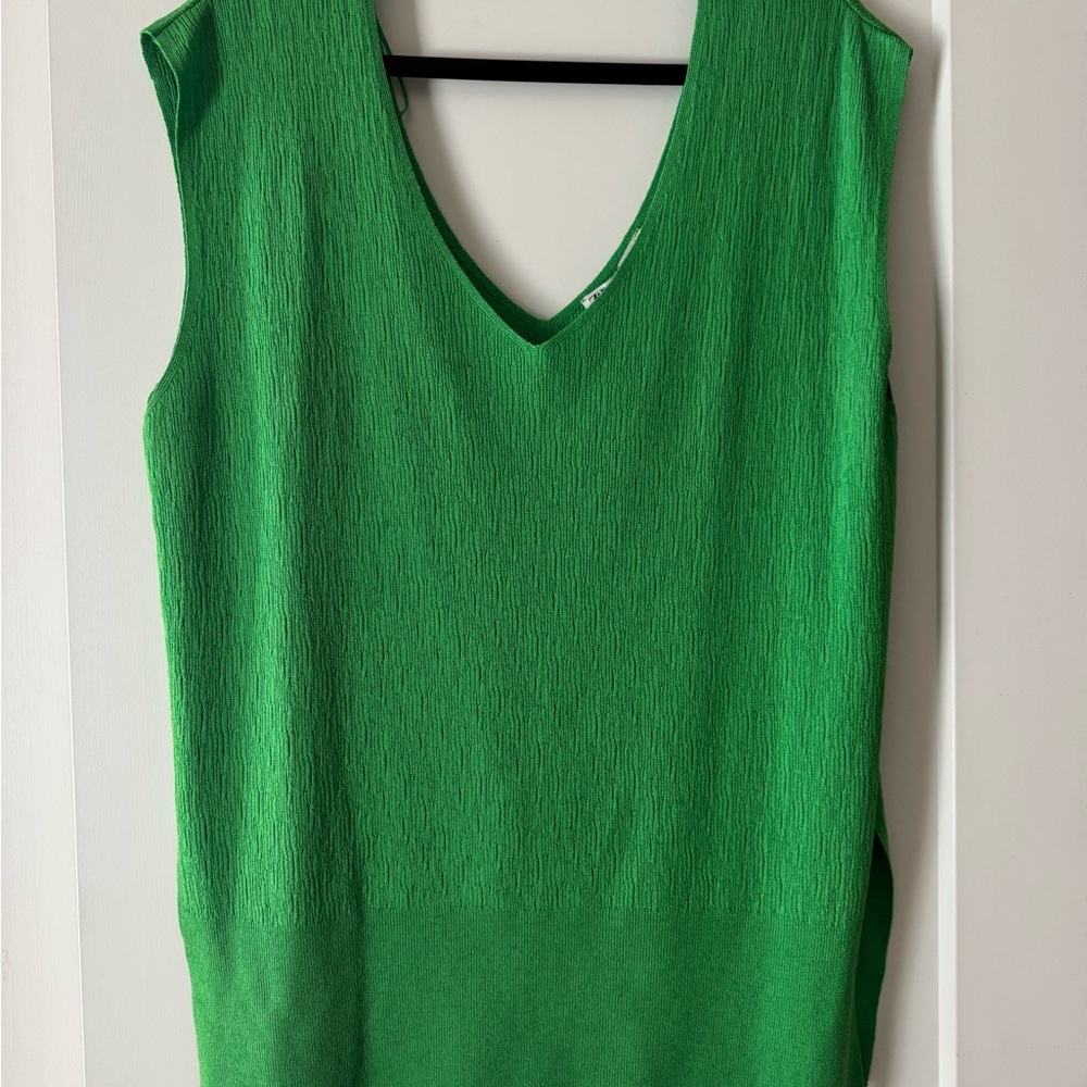Zara Vibrant Green V-Neck Tank Top